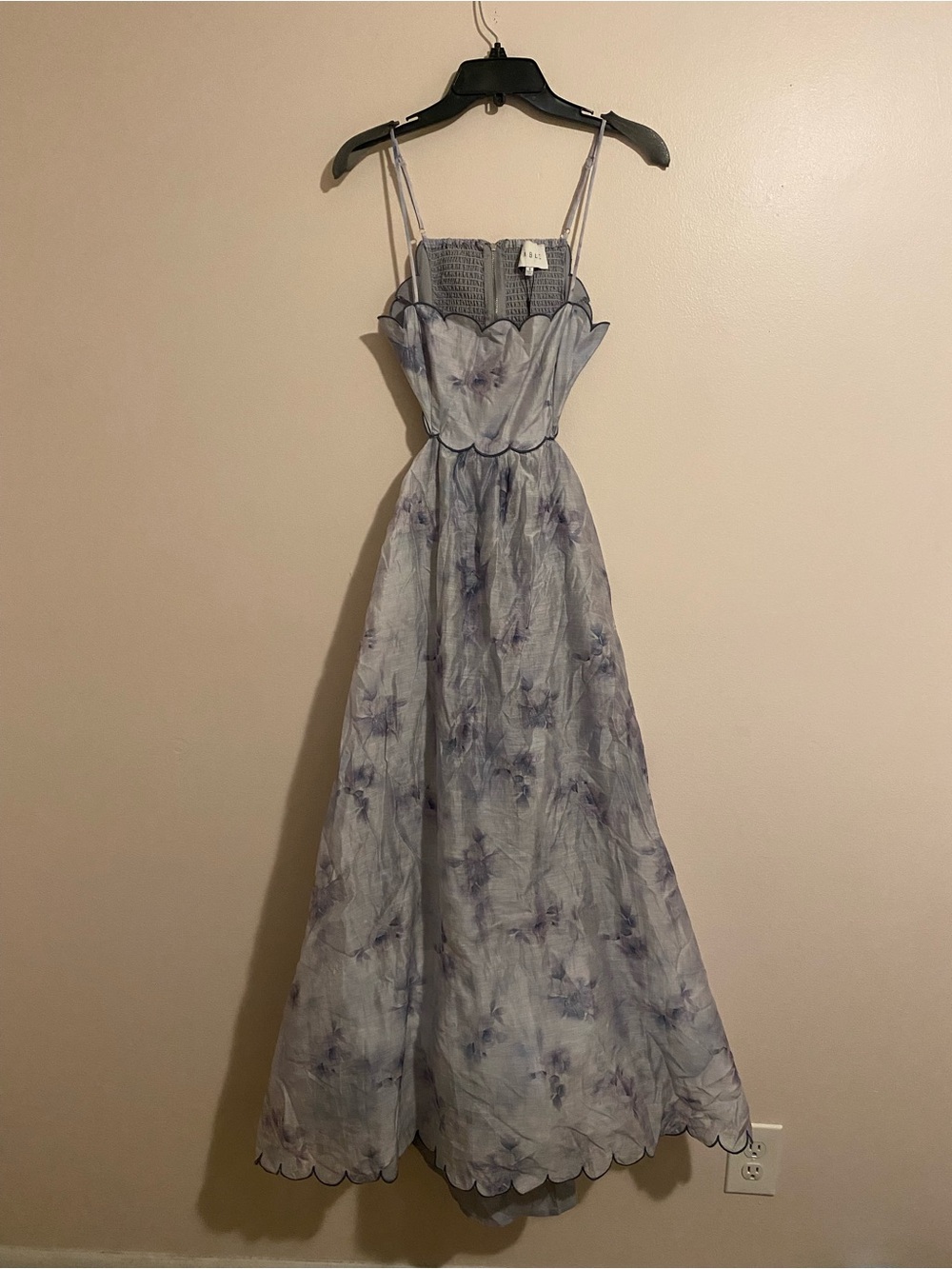 MARBLE Lavender Floral Scalloped Maxi Dress